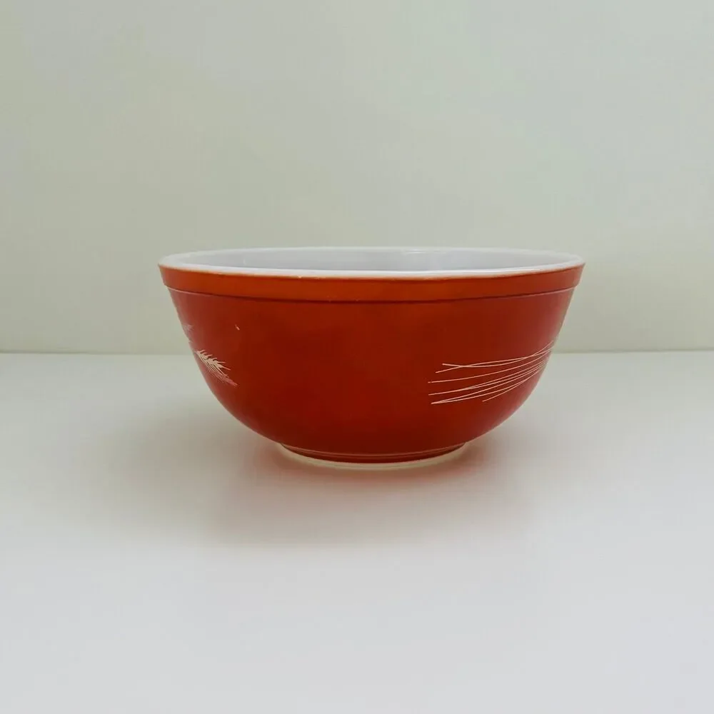 PYREX Burnt Orange Autumn Harvest Wheat Stalk 403 Mixing Bowl 2.5 Qt